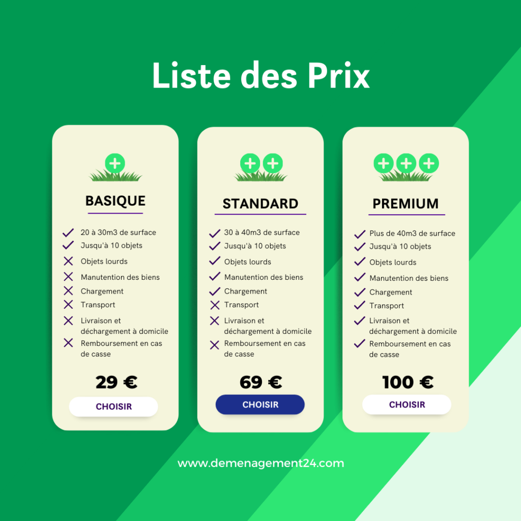 Liste Prix Assurance Déménagement