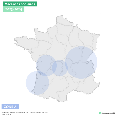 Calendrier scolaire 2023-2024 avec les dates des vacances scolaires des  zones A, B et C