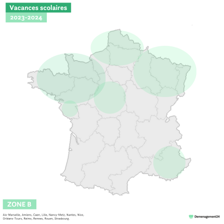 Vacances scolaires Zone B pour l'année 2023/2024